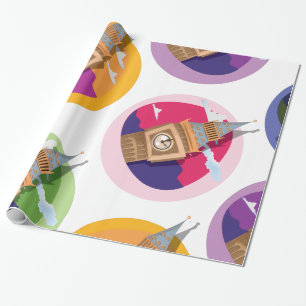 Big Ben Westminster Clock Tower Pattern Cadeaupapier