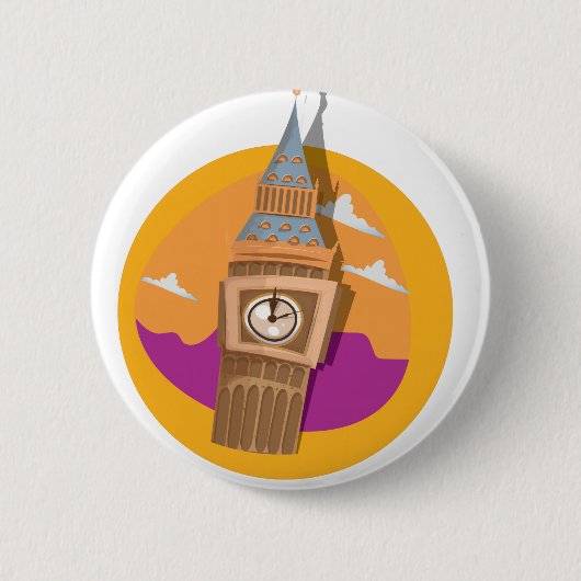 Big Ben Westminster Clock Tower Ronde Button 5,7 Cm (Voorkant)