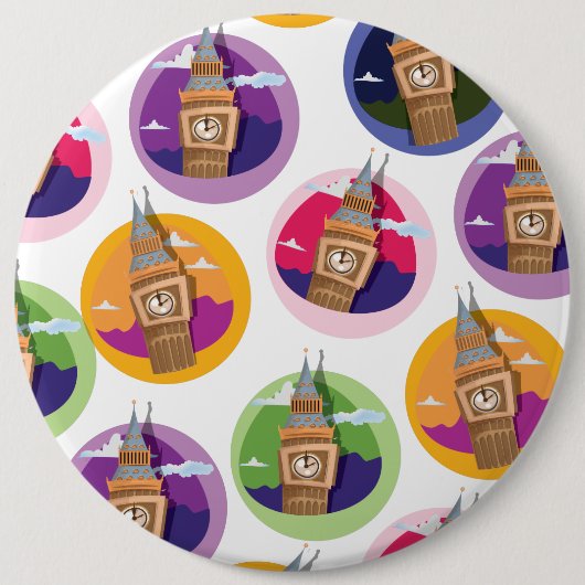 Big Ben Westminster Clock Tower Ronde Button 6,0 Cm (Voorkant)