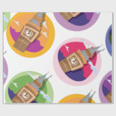 Big Ben Westminster klokkentorenpatroon Cadeaupapier (Vlak)