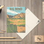 Big Bend Nationaal Park Chihuahuan Desert Vintage Briefkaart<br><div class="desc">Big Bend  vectorontwerp. Het Big Bend National Park ligt in het zuidwesten van Texas en omvat de hele bergketen Chisos en een grote watje van de Chihuahuan woestijn.</div>