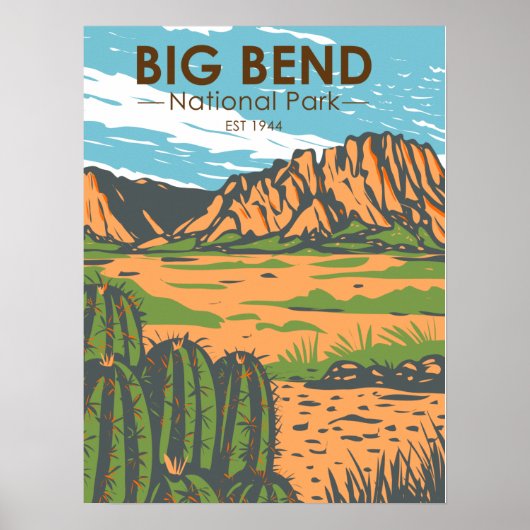 Big Bend Nationaal Park Chihuahuan Desert Vintage Poster (Voorkant)