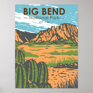 Big Bend Nationaal Park Chihuahuan Desert Vintage Poster