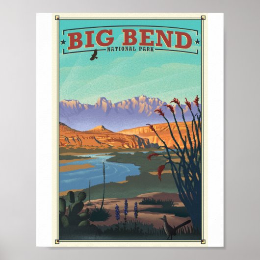 Big Bend Nationaal Park Litho Kunstwerk Poster (Voorkant)