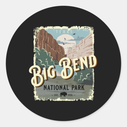 Big Bend Nationaal Park Texas Reisstijl Ronde Sticker (Voorkant)