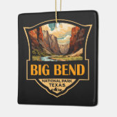 Big Bend National Park Illustratie Retro Badge Keramisch Ornament (Links)