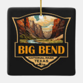 Big Bend National Park Illustratie Retro Badge Keramisch Ornament (Achterkant)