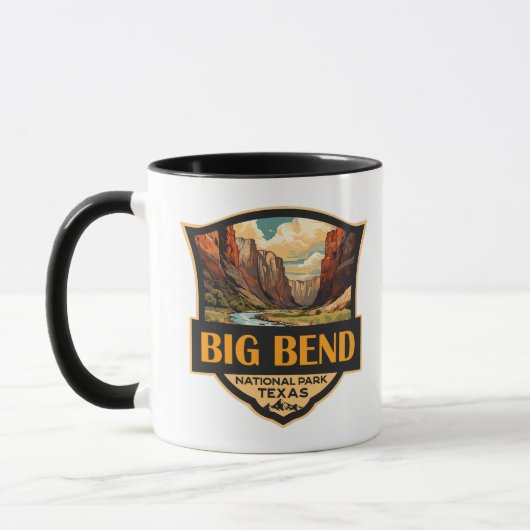 Big Bend National Park Illustratie Retro Badge Mok (Links)