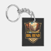 Big Bend National Park Illustratie Retro Badge Sleutelhanger (Voorkant Links)