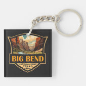 Big Bend National Park Illustratie Retro Badge Sleutelhanger (Achterkant)