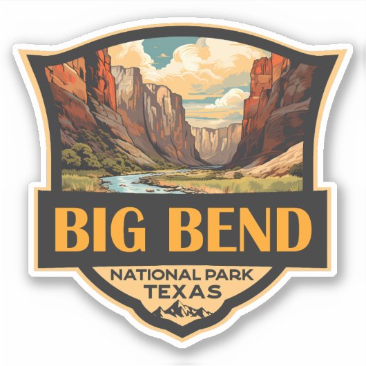 Big Bend National Park Illustratie Retro Badge Sticker (Voorkant)