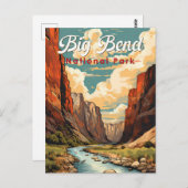 Big Bend National Park Illustratie Retro Briefkaart (Voorkant / Achterkant)