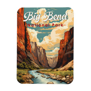 Big Bend National Park Illustratie Retro Magneet
