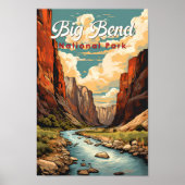 Big Bend National Park Illustratie Retro Poster (Voorkant)