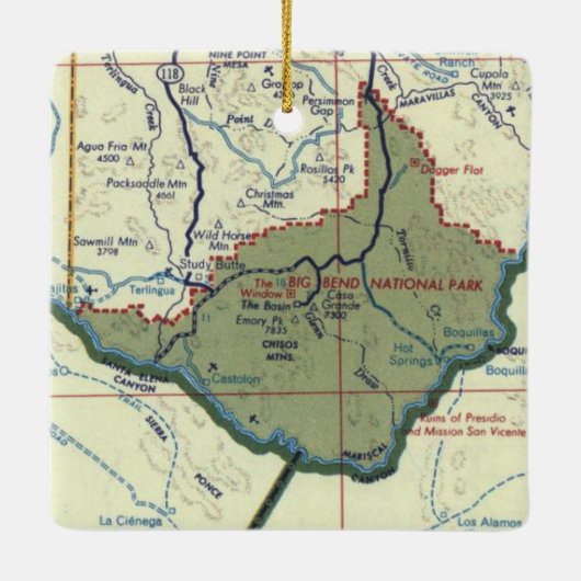 Big Bend National Park Map Keramisch Ornament (Achterkant)