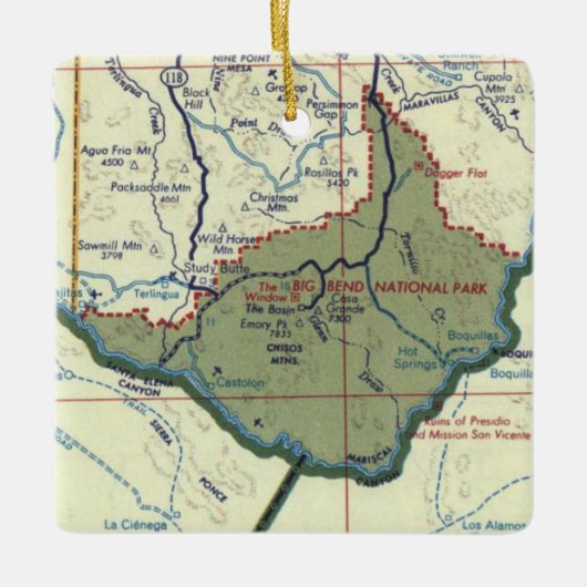 Big Bend National Park Map Keramisch Ornament (Voorkant)