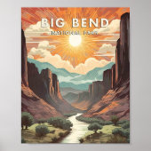 Big Bend National Park Poster Kunstprint, Retro Na (Voorkant)