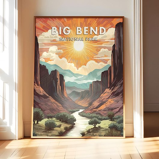 Big Bend National Park Poster Kunstprint, Retro Na