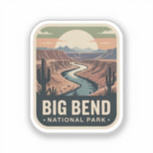 Big Bend National Park Retro Badge Sticker (Voorkant)