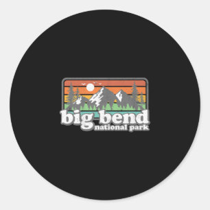 Big Bend National Park Retro Hiking Camping Souven Ronde Sticker