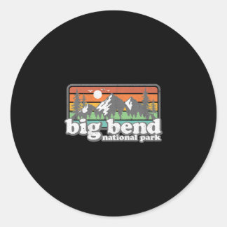 Big Bend National Park Retro Hiking Camping Souven Ronde Sticker