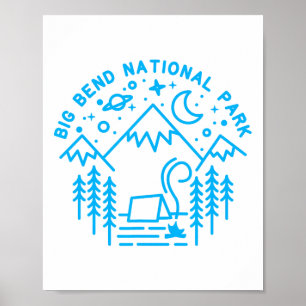 Big Bend National Park T-shirt Camping Lijn Kunst Poster