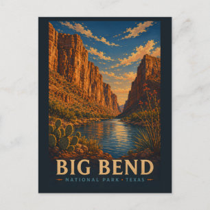 Big Bend National Park Texas Moderne Houtsnede Briefkaart