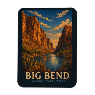 Big Bend National Park Texas Moderne Houtsnede Magneet