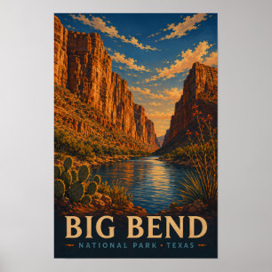 Big Bend National Park Texas Moderne Houtsnede Poster