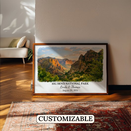 Big Bend National Park Texas Poster, Aquarel Poster