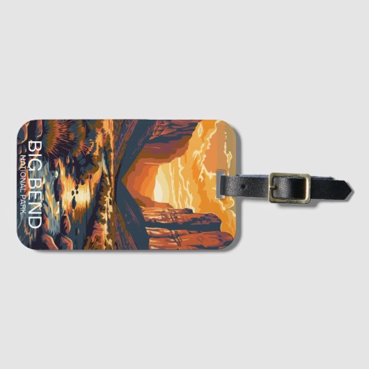 Big Bend National Park Texas Retro Travel Bagagelabel (Voorkant (horizontaal))