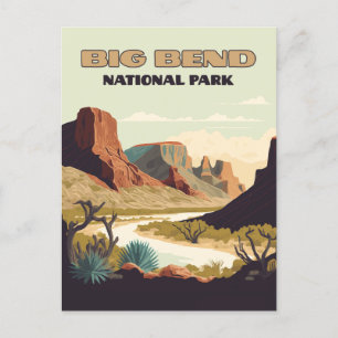 Big Bend National Park Texas Retro Travel Briefkaart