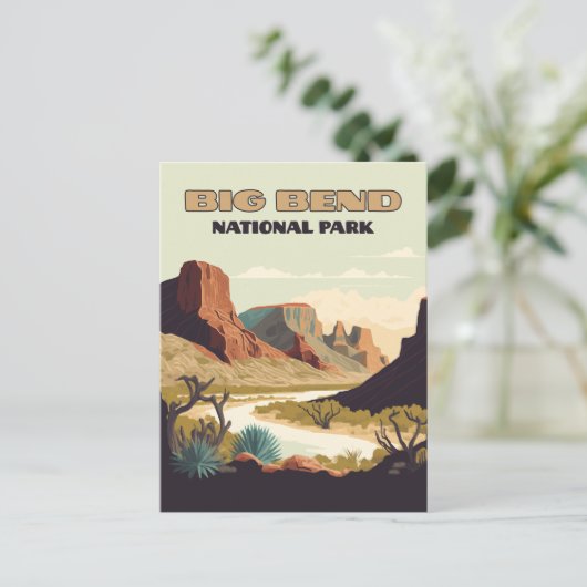 Big Bend National Park Texas Retro Travel Briefkaart (Staand voorkant)