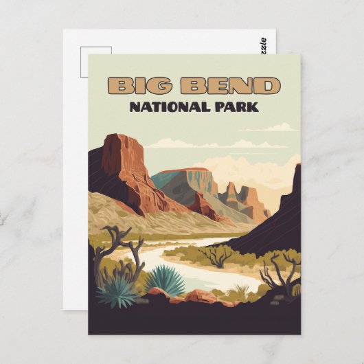 Big Bend National Park Texas Retro Travel Briefkaart (Voorkant / Achterkant)