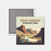 Big Bend National Park Texas Retro Travel Magneet (Voorkant / Achterkant)