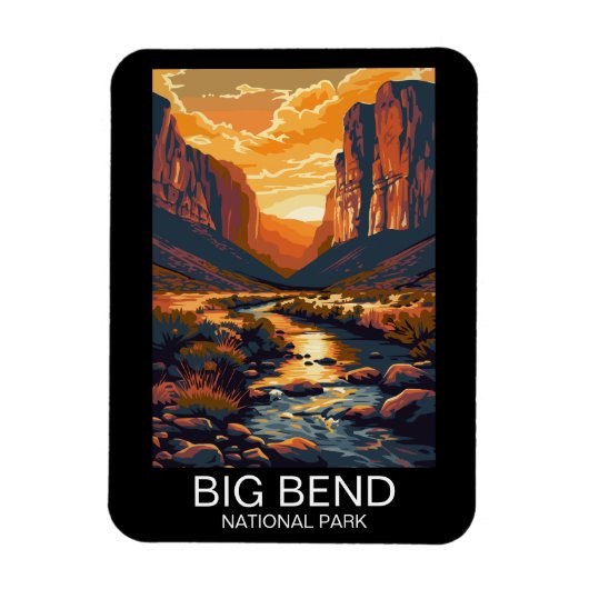 Big Bend National Park Texas Retro Travel Magneet (Verticaal)