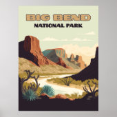 Big Bend National Park Texas Retro Travel Poster (Voorkant)