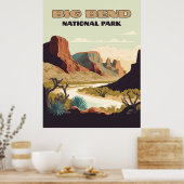 Big Bend National Park Texas Retro Travel Poster (Keuken)