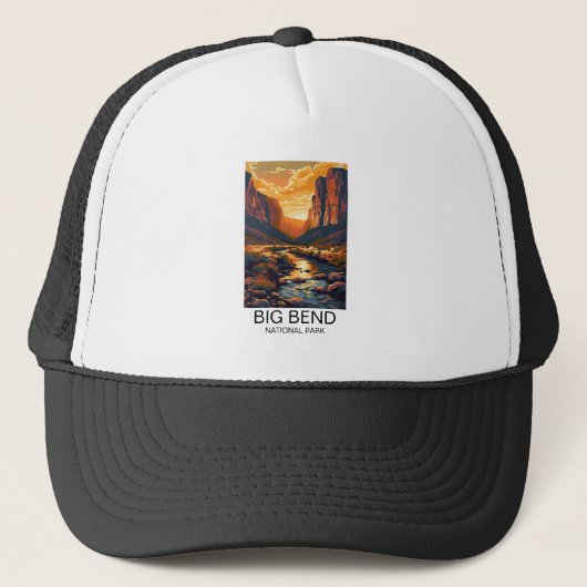 Big Bend National Park Texas Retro Travel Trucker Pet (Voorkant)