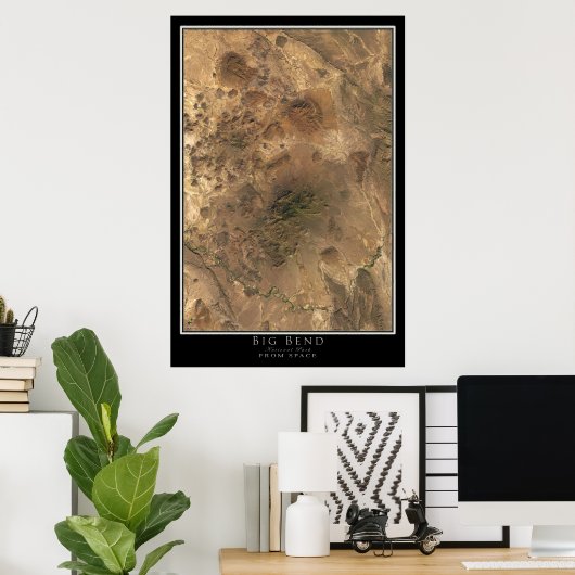 Big Bend National Park Texas Satellite Poster Map (Thuiskantoor)