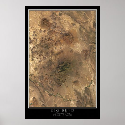 Big Bend National Park Texas Satellite Poster Map (Voorkant)