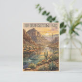 Big Bend National Park Vintage Woestijn Briefkaart (Staand voorkant)