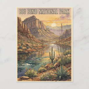 Big Bend National Park Vintage Woestijn Briefkaart