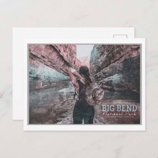 BIG BEND - TEXAS - HIERMEE BEKEND MEISJE BRIEFKAART (Voorkant / Achterkant)