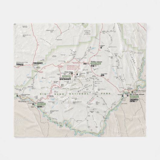 Big Bend (Texas) kaartdeken Fleece Deken (Voorkant (Horizontaal))