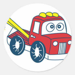 Big Bertha's Cartoon Tow Truck Ronde Sticker
