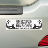 Big Biceps is belangrijk - grappige Bumpersticker (Op auto)