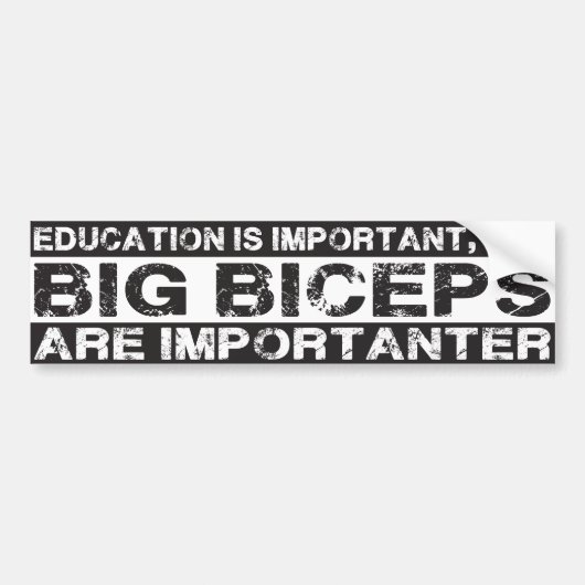 Big Biceps is belangrijk - grappige Bumpersticker (Voorkant)