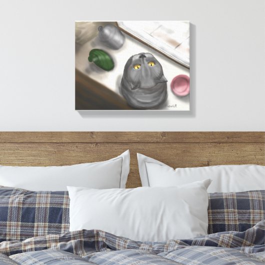 Big big grey cat. Сozy picture. Canvas Afdruk (Insitu (Slaapkamer))