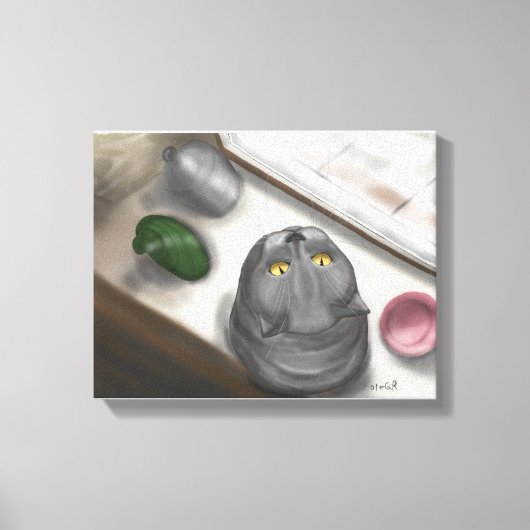 Big big grey cat. Сozy picture.  Canvas Afdruk (Voorkant)